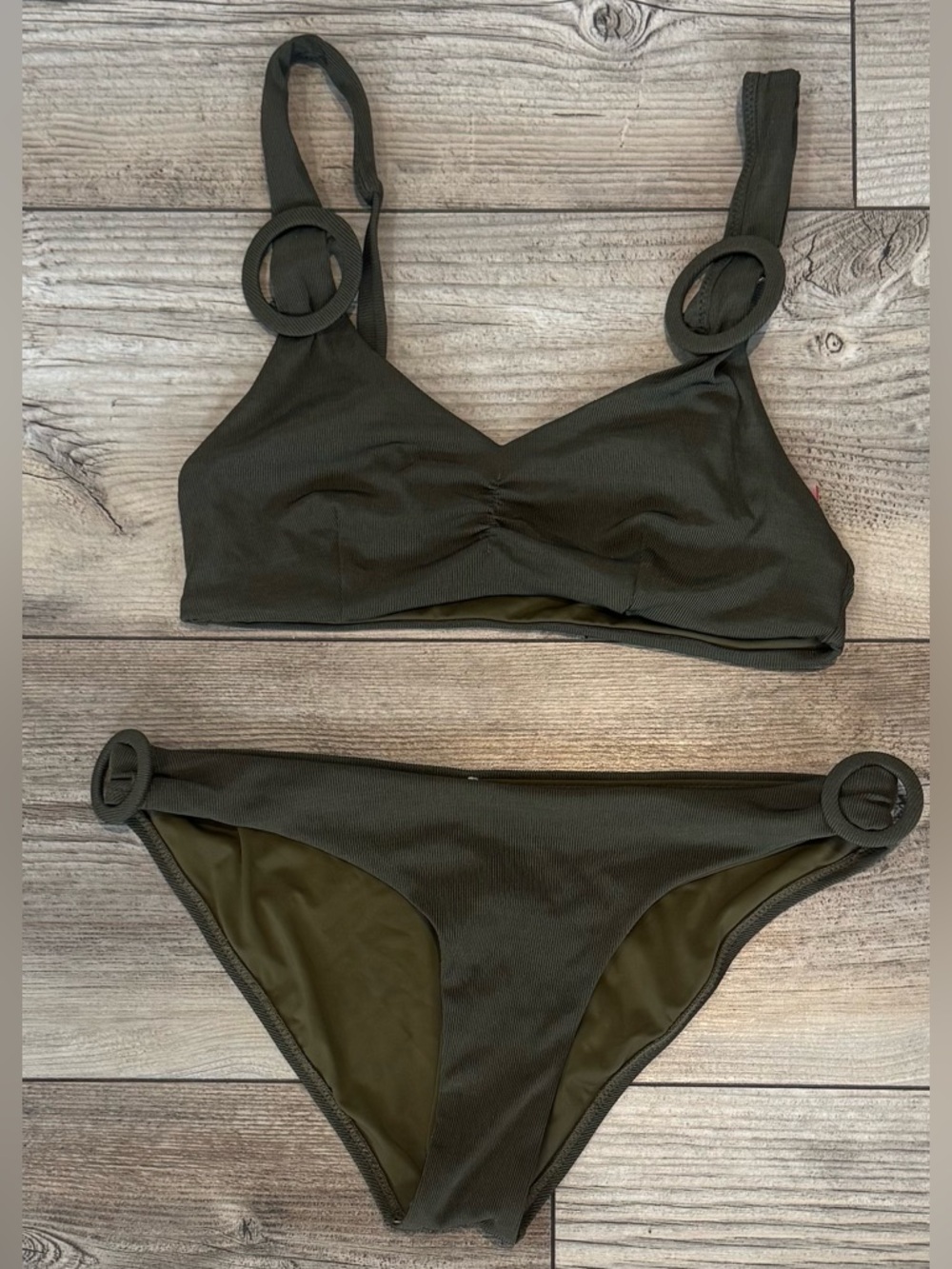 Red Carter Olive Green Ring-Detail Bikini Set Y2K style NWOT